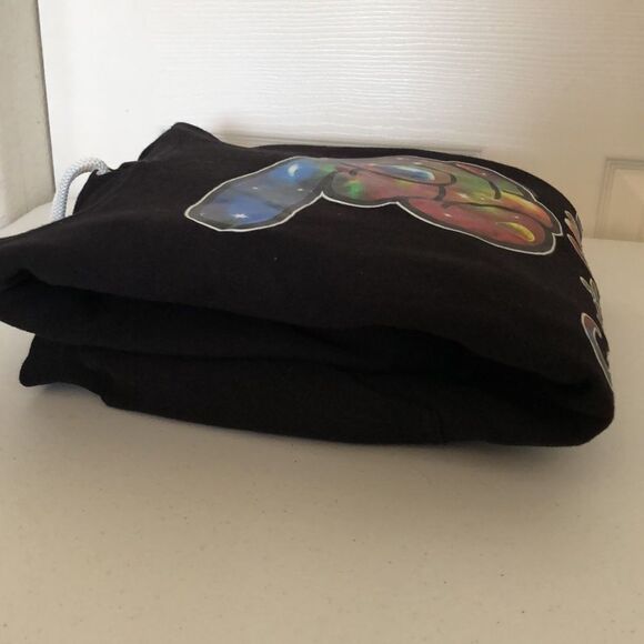 Nice Black One Size Thick Hoodie with Front Print - Picture 5 of 5